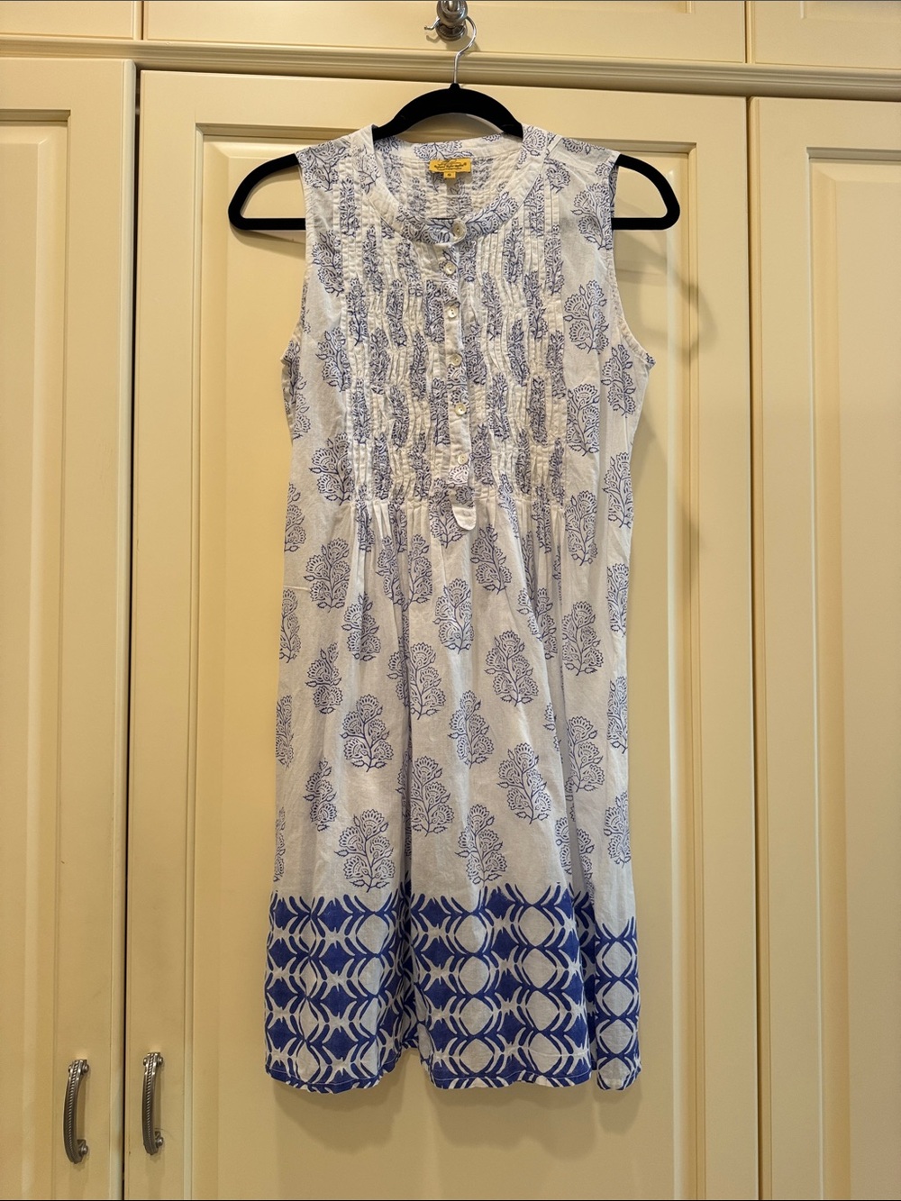 Roberta Roller Rabbit White & Blue Sleeveless Printed Cotton Dress